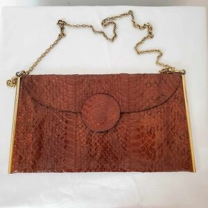 80s Leather Quilted Shoulderbag  Gold  Chain Straps